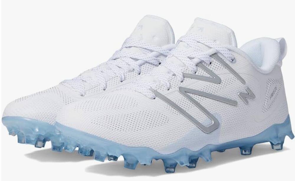 New Balance kids FreezeLX V4 Low Lacrosse Shoe, White, 4.5 Medium US